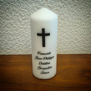 bougie personnalisée avec le dessin, le texte de votre choix