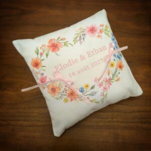 Coussin pour mariage : le coeur de fleurs