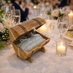 Porte-alliances personnalisé en bois – Tonneau rustique – Mariage champêtre